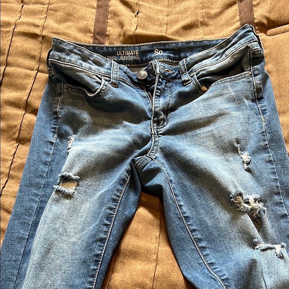 SO Women's Blue Distressed Jeans